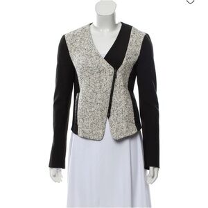 TIBI ColorBlock Leather-Accented Zip-Up Jacket